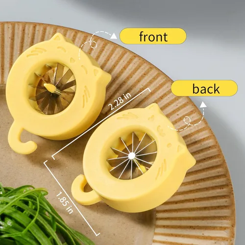Miniatura 7 de Cortador de cebolla verde con forma de gato, 2 piezas de 12 cuchillas de acero inoxidable, cortador de cebolla verde de plástico de grado