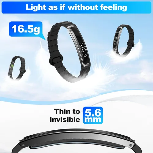 Miniatura 2 de Pulsera inteligente para mujer, rastreador de actividad de salud, monitor de frecuencia cardíaca y estrés 24/7, monitor de sueño 24H, pulsera Negro