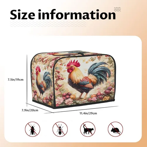 Miniatura 3 de Funda para tostadora de animales de gallo, 2 rebanadas, protección contra el polvo y las huellas dactilares, fundas para pan, fundas lavables