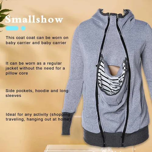 Miniatura 4 de Sudadera con capucha de canguro de maternidad multifunción 3 en 1 para mujer para bebé y madre