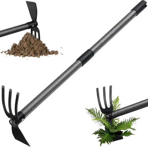 Herramienta de deshierbe, cultivador de azada 2 en 1, herramientas de jardín – 31 pulgadas de alta resistencia, rastrillo de mano para camas de