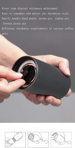 Miniatura 3 de Hero - Molinillo de café manual con rebaba cónica de acero inoxidable CNC, ajuste interno ajustable, posicionamiento de doble rodamiento, café