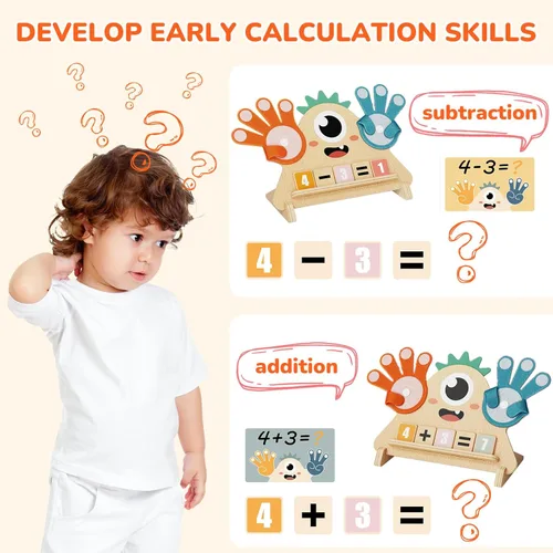 Miniatura 4 de Juguetes Montessori para niños de 3, 4 y 5 años, juguetes de aprendizaje preescolar para niños pequeños, bloques de números de madera para contar