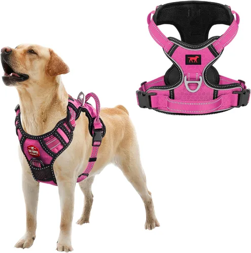 Miniatura 12 de Tuff Pupper Arnés para perro sin tirones, chaleco resistente para mascotas, clips para correa delantera y trasera, mango de seguridad fuerte