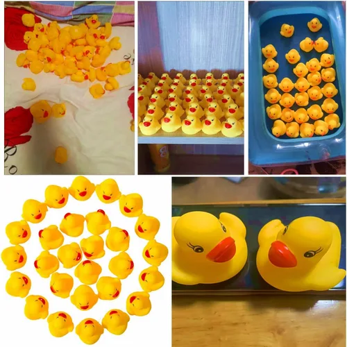 Miniatura 5 de Juego de mini pato de goma amarillo de 12 piezas, flotador y chirriante, mini pato de goma, baño para bebé, ducha con sonido de pato, juguetes