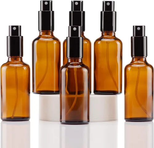 Miniatura 23 de YIZHAO Botellas de vidrio ámbar de 1 oz, con pequeño aerosol de niebla fina, tapa de metal, recargable para aceite esencial, viajes, limpieza