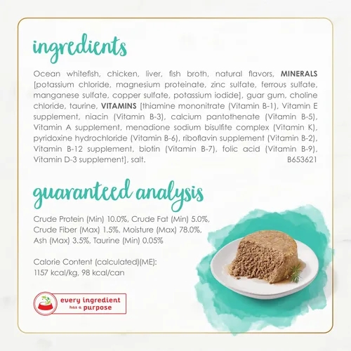 Miniatura 5 de Purina Fancy Feast Gourmet Naturals - Alimento húmedo en paté para gatos, sin cereales, receta de pescado blanco de mar (paquete de 12 unidades)
