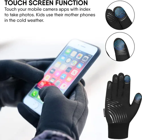 Miniatura 4 de SAWANS Guantes de ciclismo para niños y niñas, térmicos, resistentes al viento, antideslizantes, para pantalla táctil, de 4 a 12 años, guantes