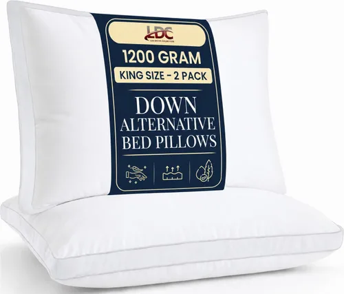 Miniatura 17 de LUX Décor - Juego de 2 almohadas suaves de hotel con refuerzo, para dormir de lado, boca abajo y de espalda, almohadas de cama de hotel alternativas
