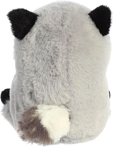 Miniatura 2 de Aurora Round Rolly Pet Ripley Raccoon Peluche - Adorables compañeros - Diversión sobre la marcha - Gris 5 pulgadas