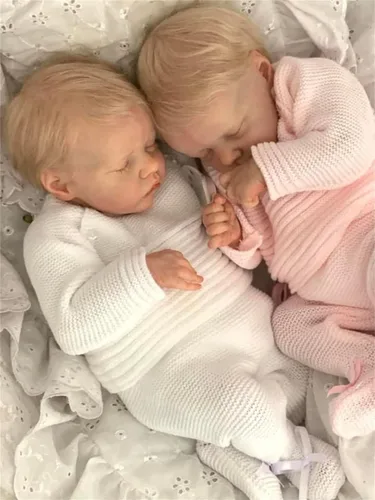 Miniatura 3 de Anano Muñecas Reborn Bebés Gemelos Niño y Niña, Muñecas de Bebé Realistas de 18 Pulgadas de Silicona Cuerpo Completo, Muñecas de Bebé de Silicona