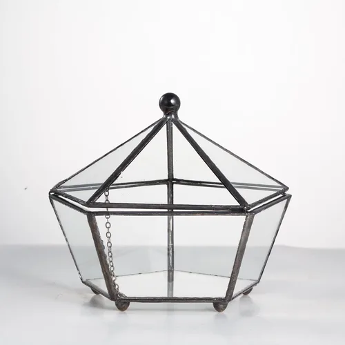 Miniatura 5 de NCYP Terrario geométrico de vidrio pequeño, contenedor cerrado en caja de joyas, maceta para suculentas, decoración de jardín para interiores