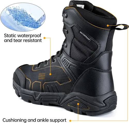 Miniatura 5 de FREE SOLDIER Botas tácticas militares para hombre, impermeables, botas de trabajo para senderismo, botas de combate duraderas