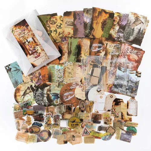 Paquete de 200 suministros vintage para álbumes de recortes para planificadores de diario basura, papel decoupage, calcomanías de álbum de recortes,