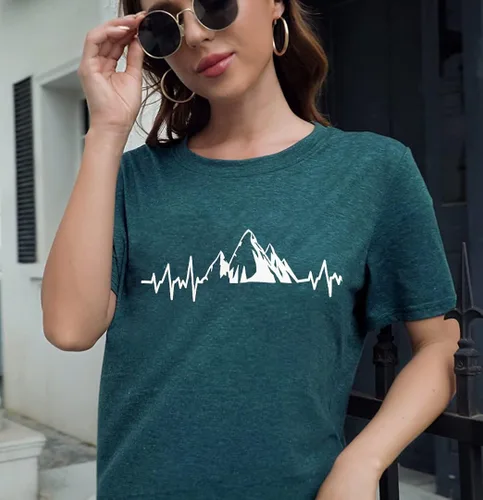 Miniatura 4 de Camiseta de manga corta con estampado de corazón para mujer, camiseta con estampado de corazón y estampado de corazón