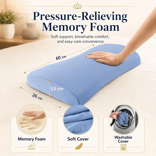 Miniatura 7 de Almohada de apoyo lumbar para aliviar el dolor de espalda: almohada de espalda baja para dormir - Almohada de cintura de espuma viscoelástica - Azul