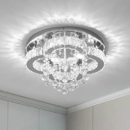 Miniatura 11 de Lámpara de techo LED de cristal, moderna lámpara de techo semiempotrada para sala de estar, comedor, dormitorio, isla de cocina, entrada