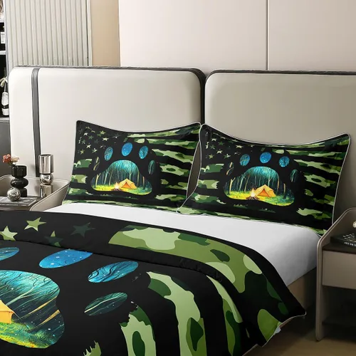 Miniatura 4 de Erosebridal American Flag 100% Cotton Bedding Set Twin Army Green Camo Duvet Cover Bear Claw Hunting Theme Comforter Cover Camoflage Camping