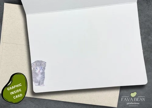Miniatura 2 de Adorable tarjeta de felicitación de gatito gris (5 x 7 pulgadas) con sobre. En blanco con bonita imagen de gato en el interior. Perfecta