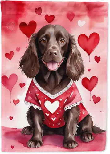 Miniatura 115 de Caroline's Treasures DAC5292CHF - Bandera de Border Collie My Valentine House para porche, grande, con manga para porche, para colgar en la pared