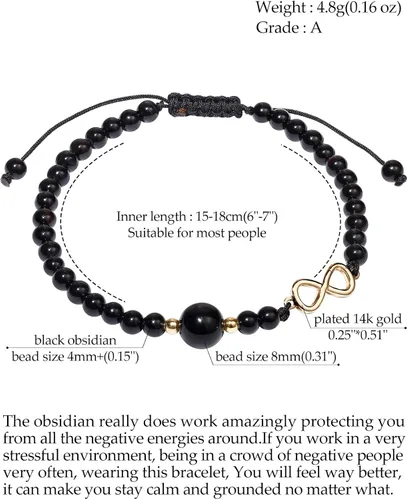 Miniatura 2 de Jewever Pulsera de cristal natural y piedras preciosas infinito para mujer, pulsera de amistad ajustable