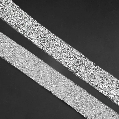 Miniatura 3 de Tiras de diamantes de imitación de cristal de 1.2 pulgadas de ancho de 2 yardas de cinta de diamante, parche de pegamento decorado con red