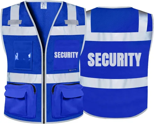 Miniatura 23 de BeautyWill Chalecos de seguridad de alta visibilidad clase 2 con certificación ANSI Chaleco de trabajo de seguridad con cremallera frontal