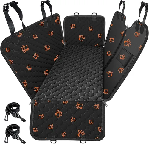 Miniatura 15 de Mancro Funda de asiento de automóvil para perro para asiento trasero, 2026 mejorada 600D, resistente, impermeable y resistente a los arañazos, Negro
