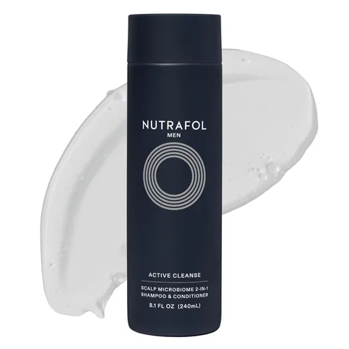 Nutrafol Champú y acondicionador 2 en 1 para hombres, limpia, hidrata, desobstruye los poros, mejora el volumen y la fuerza del cabello, formulado