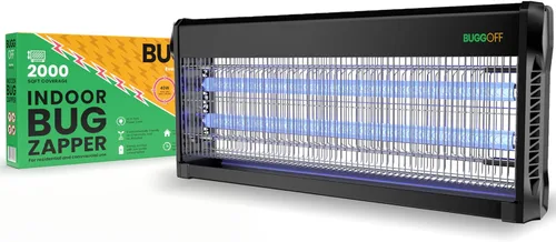 Miniatura 10 de Interior Moderno Eléctrico Matamoscas Negro, Cobertura de 800 Pies Cuadrados, 3500 Voltios de Potencia Impresionante, 20 Vatios, Mata Mosquitos