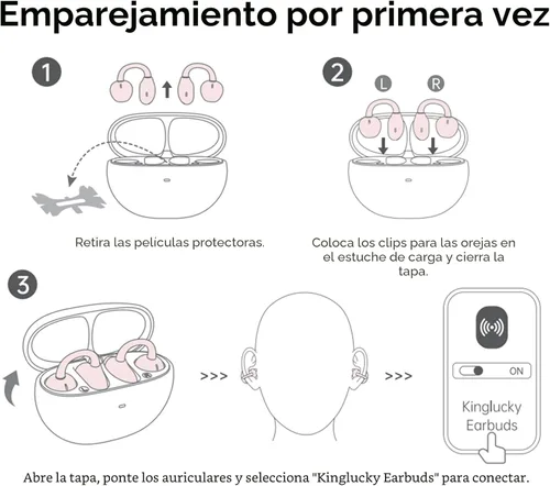 Miniatura 8 de Kinglucky Auriculares de clip mejorados, ajuste cómodo y sonido cristalino, auriculares abiertos de 50 horas de reproducción, auriculares Oro rosa
