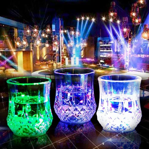 Miniatura 6 de Vasos LED 4 PACK Luz Intermitente Activados por Agua Automáticamente que Cambian de Color Vino Whisky Cerveza Cola Jugo Recipientes para Bebidas
