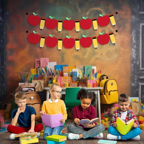 Miniatura 3 de KatchOn, Cartel de fieltro de manzana con lápiz para decoraciones de regreso a clases, paquete de 2, grande, 10 pies, sin bricolaje, cartel