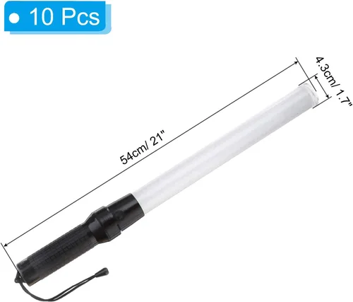 Miniatura 2 de PATIKIL Varitas de tráfico de 21 pulgadas, 10 unidades, 2 modos intermitentes, luz de advertencia LED, controlador de señal policial con cordón