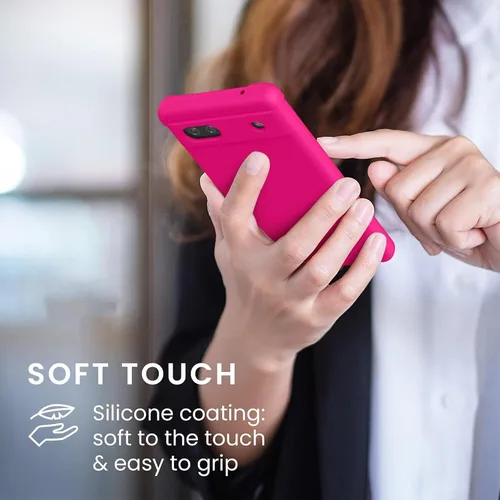 Miniatura 5 de KIOMY Funda de color rosa intenso neón para Google Pixel 6a a prueba de golpes, cubierta protectora de poliuretano termoplástico flexible, bisel