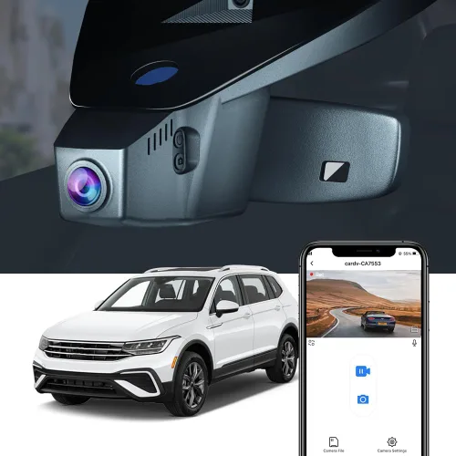 Fitcamx Cámara de tablero 4K adecuada para Volkswagen Tiguan 2018-2024 (HD2-6108, con cola delgada), estilo de fábrica OEM, video UHD 2160P, WiFi y