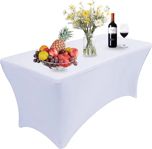 Miniatura 18 de Reliancer Mantel rectangular de elastano ajustado a la mesa para fiestas al aire libre, exhibición, DJ, banquetes, comerciantes, recepción de boda