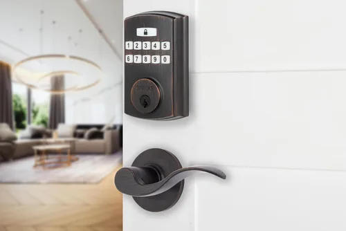 Miniatura 14 de BRINKS Cerradura de puerta de entrada sin llave, cerradura de puerta de teclado de alta seguridad, 50 códigos de usuario, función de bloqueo Bronce
