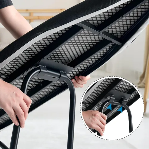 Miniatura 6 de Duwee Tabla de planchar pequeña de 13 x 35 pulgadas con cubierta resistente al calor, tabla de planchar compacta plegable, ligera, fácil de Negro
