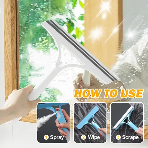 Miniatura 5 de 3 en 1 Rasqueta de Limpieza de Ventanas, Nueva Escobilla de Ventana 2025 con Spray para Vidrio de Ducha, Herramienta Limpiadora de Ventanas Azul