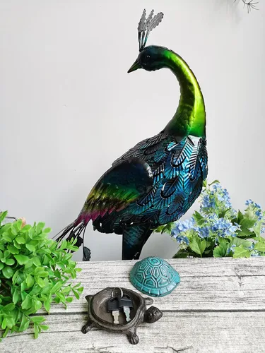 Miniatura 3 de BSTGIFTS - Ocultador de llaves de hierro fundido con forma de tortuga - Juego de llaves de repuesto y decoración de jardín - Caja de baratijas