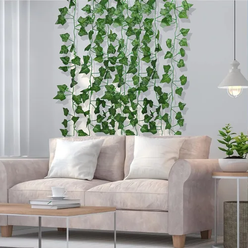 Miniatura 5 de RECUTMS Enredaderas Falsas para Decoración de Habitación 86 Pies Guirnalda de Hiedra Artificial Plantas Colgantes Follaje Artificial Falso Hojas