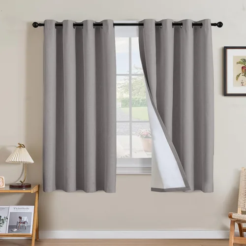 Miniatura 38 de H.VERSAILTEX Cortinas opacas de lino de 63 pulgadas de largo, 100% absolutamente opacas, con aislamiento térmico, con textura de lino, con ojales