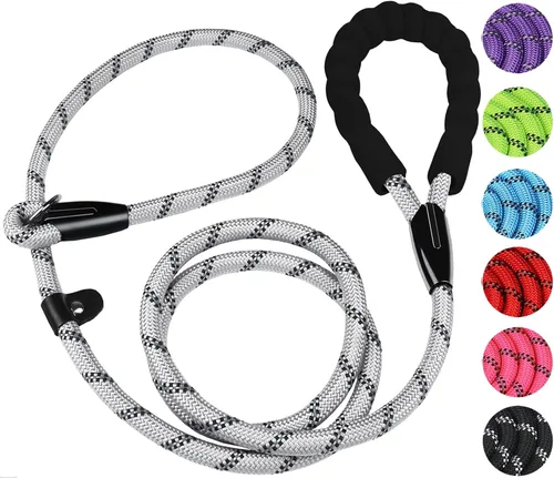 Miniatura 10 de Correa para perro de 3.9 pies, duradera, de alta calidad, resistente, con mango acolchado cómodo e hilos altamente reflectantes para perros Negro