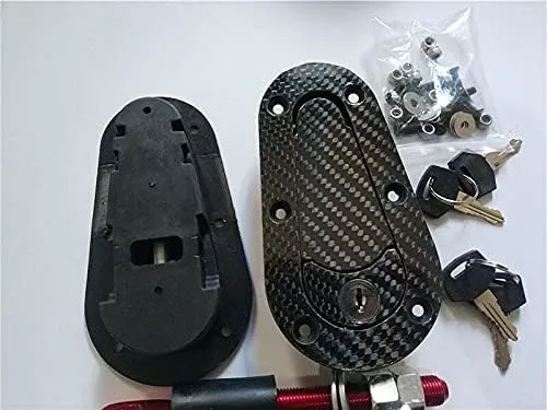 Miniatura 4 de Universal JDM fibra de carbono capó Pin Plus Flush Mount pestillo Kit de bloqueo con llaves