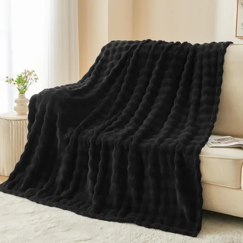 Miniatura 52 de NEWCOSPLAY Manta para Sofá Aqua Súper Suave de Franela Polar 3D Burbuja Ligera Manta de Cama para Uso en Todas las Estaciones (Aqua, Throw(50"x60"))
