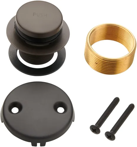 WELLUP - Kit de conversión de drenaje de bañera con punta de bronce, kit de ajuste de drenaje de bañera con placa frontal de desbordamiento de dos