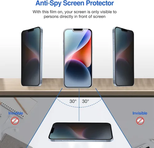 Miniatura 3 de ProCase Paquete de 2 protectores de pantalla de privacidad para iPhone 17e/16e / 14/13 / 13 Pro de 6.1 pulgadas, protector de película de vidrio