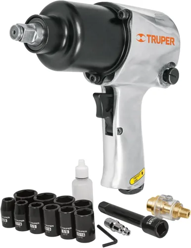 Llave de impacto neumática, industrial, kit de 1/2 pulgadas.