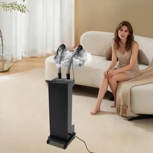 Miniatura 4 de DNYSYSJ Secador de pelo con capucha, soporte profesional para secador de pelo con 5 modos y temporizador ajustable, capó de salón con capucha y Negro